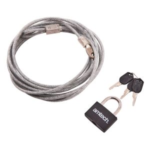 AMTECH 3M X 4MM SECURITY CABLE & PADLOCK