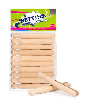 BETTINA WOODEN DOLLY PEGS Pack Of 10