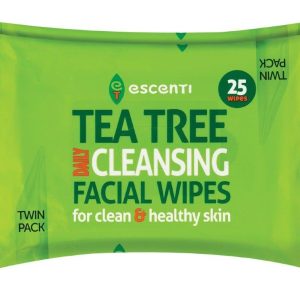 ESCENTI TEA TREE CLEANSING FACIAL WIPES Pack Of 2 X 20