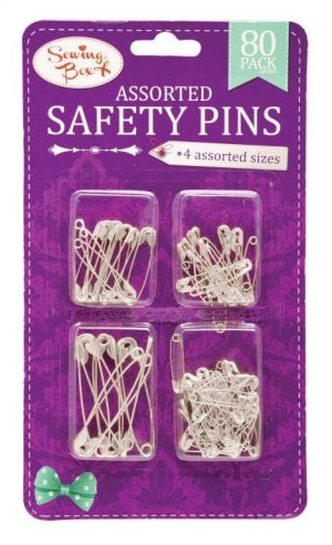 SEWING BOX ASSORTED SAFETY PINS - SILVER Pack Of 80