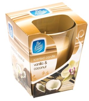 PAN AROMA CLEAR GLASS CANDLE - VANILLA & COCONUT