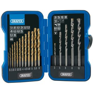 DRAPER EXPERT 18551 COMBINED HSS AND MASONRY DRILL BIT SET (17 PIECE)