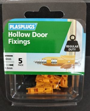 PLASPLUGS HOLLOW DOOR FIXINGS Pack Of 5