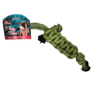PET TOUCH BRAIDED ROPE DOG TOY WITH HANDLE