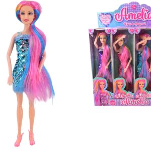 ASSORTED JOINTED HAIR SEQUIN DRESS DOLL