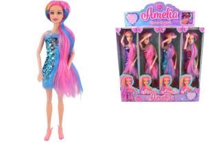 ASSORTED JOINTED HAIR SEQUIN DRESS DOLL