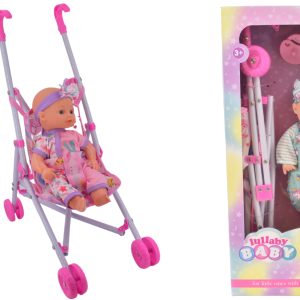 LULLABY SMALL BABY DOLL & STROLLER 9" / 23CM