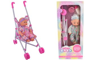 LULLABY SMALL BABY DOLL & STROLLER 9" / 23CM