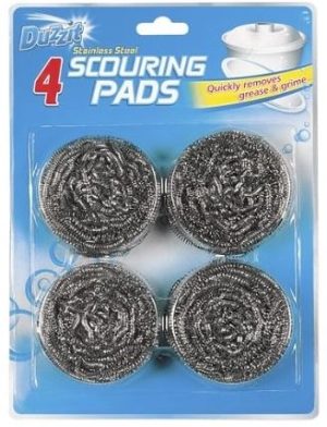 DUZZIT 4 STAINLESS STEEL SCOURING PADS