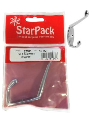 STAR PACK HAT & COAT HOOK CHROMED