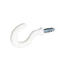 STAR Pack Of 5 CUP HOOK WHITE PLASTIC COATED 38MM