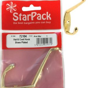 STAR PACK HAT & COAT HOOK BRASS PLATED