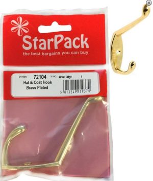 STAR PACK HAT & COAT HOOK BRASS PLATED