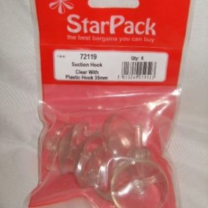 STAR PACK 4 SUCTION HOOK CLEAR PLASTIC 35MM