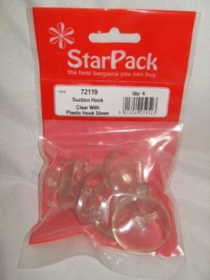 STAR PACK 4 SUCTION HOOK CLEAR PLASTIC 35MM