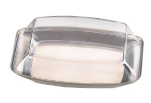 STAINLESS STEEL BUTTER DISH 18/8 WITH CLEAR LID