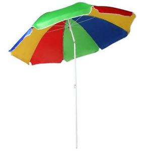 34 INCH ADJUSTABLE BEACH MULTI COLOURED PARASOL WITH PVC BAG