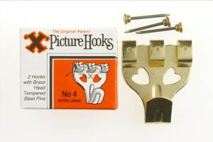 X EXTRA LARGE / NO.4 BP PICTURE HOOKS & BRASS HEAD PINS Pack Of 2