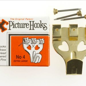 X EXTRA LARGE / NO.4 BP PICTURE HOOKS & BRASS HEAD PINS Pack Of 2