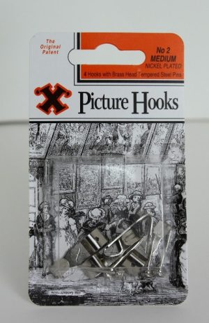SHAW X MEDIUM / NO. 2 NICKEL PLATED PICTURE HOOKS Pack Of 4