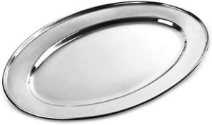 STAINLESS STEEL OVAL SERVING DISH 35CM