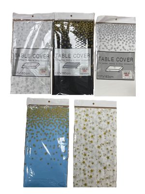 TRISTAR ASSORTED PLASTIC PARTY TABLE CLOTH COVER 137CM X 183CM
