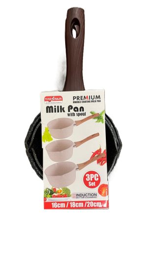 TRISTAR PREMIUM MARBLE COATING MILK PAN SET (16CM / 18CM / 20CM)