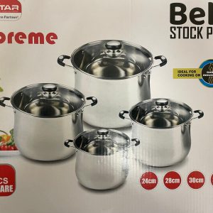 SUPREME STAINLESS STEEL BELLY STOCK POT SET Pack Of 4