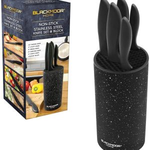 BLACKMOOR HOME 5 PIECE KNIFE SET WITH BLOCK BLACK