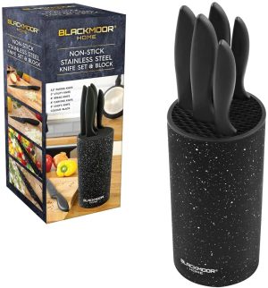 BLACKMOOR HOME 5 PIECE KNIFE SET WITH BLOCK BLACK