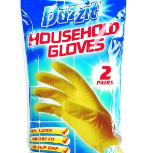 DUZZIT HOUSEHOLD LATEX GLOVES 2 PAIRS MEDIUM