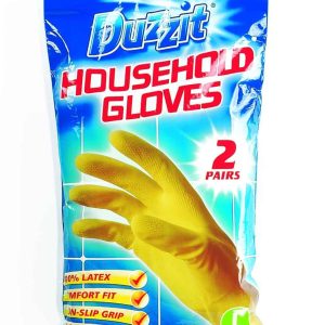 DUZZIT HOUSEHOLD LATEX GLOVES 2 PAIRS LARGE