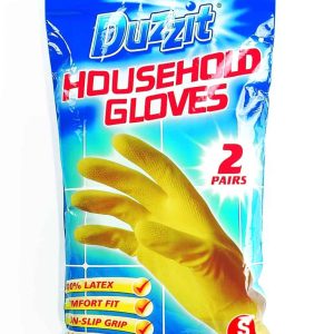 DUZZIT HOUSEHOLD LATEX GLOVES 2 PAIRS SMALL