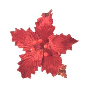 CHRISTMAS POINSETTIA ON CLIP 25CM - RED