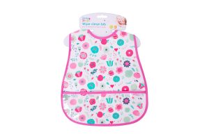 FIRST STEPS WIPE CLEAN BIB WITH POCKET 45CM X 28CM