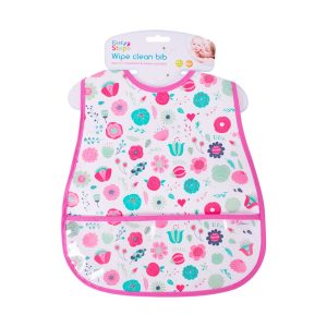 FIRST STEPS WIPE CLEAN BIB WITH POCKET 45CM X 28CM