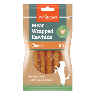 PURE BREED MEAT WRAPPED RAWHIDE Pack Of 5