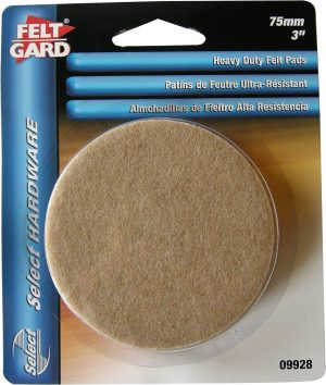 FELT GARD ROUND FURNITURE FLOOR PROTECTION PADS 75MM / 3 INCH Pack Of 3