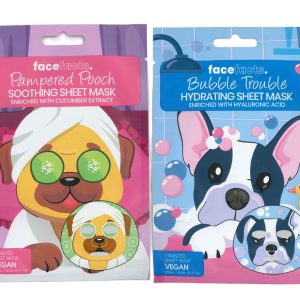 FACE FACTS PRINTED SHEET MASKS PAMPERED POOCH & BUBBLE TROUBLE 20ML