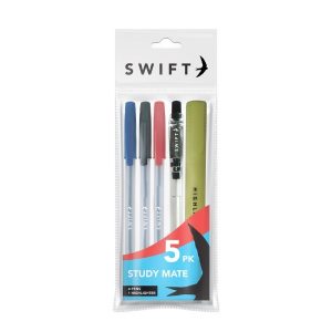 SWIFT STUDY MATE Pack Of 5 (4 PENS & 1 HIGHLIGHTER)