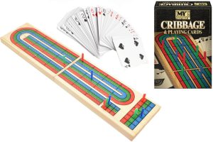 MY TRADITIONAL WOODEN CRIBBAGE & PLAYING CARDS GAME SET