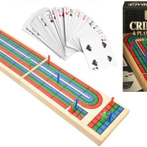 MY TRADITIONAL WOODEN CRIBBAGE & PLAYING CARDS GAME SET