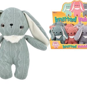 ASSORTED COLOUR KNITTED BUNNY / RABBITS SOFT TOY 14CM