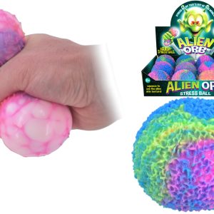 ASSORTED COLOUR ALIEN ORB STRESS BALL 8CM