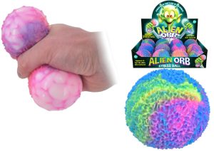 ASSORTED COLOUR ALIEN ORB STRESS BALL 8CM
