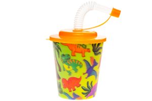 DINO THEME 3D CUPS WITH STRAW AND LID Pack Of 12