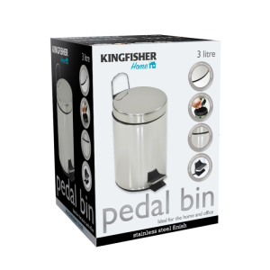 KINGFISHER STAINLESS STEEL PEDAL BIN 3 LTR