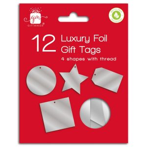 GIFTMAKER CHRISTMAS SILVER LUXURY FOIL GIFT TAGS Pack Of 12