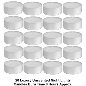 BALTUS UNSCENTED WAX TEALIGHTS CANDLES 8 HOUR BURN TIME Pack Of 20