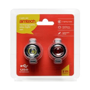 AMTECH RECHARGEABLE BIKE LIGHT SET